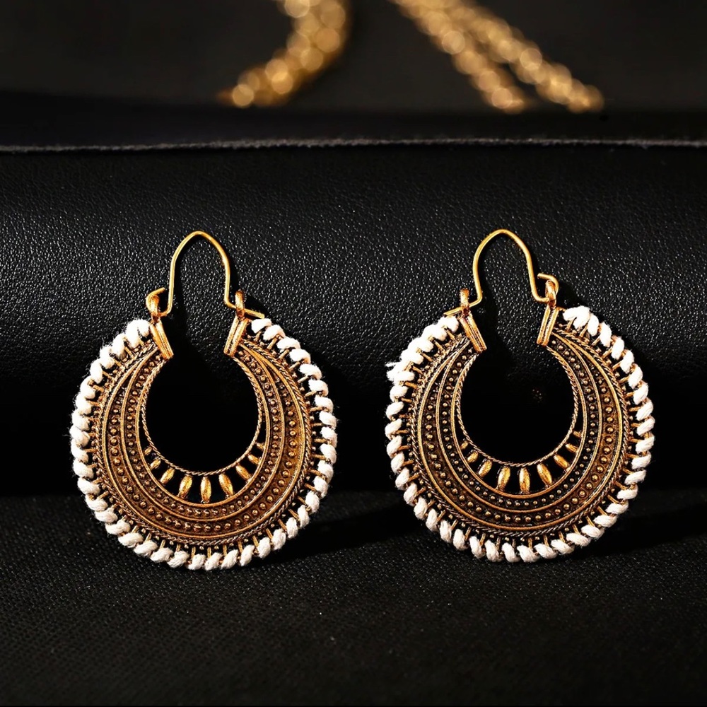 Women Ethnic Dangle Earring Sets Women Vintage Silver Gold Long Earrings